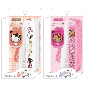 小禮堂 Sanrio 三麗鷗 Hello Kitty 兩用折疊梳 (豹紋/曬傷款)