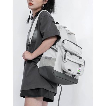 nullbag空形原創書包小眾個性雙肩包大膽撞色尼龍輕便背包多巴胺