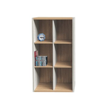 JP Kagu 現代簡約開放式六格空櫃-深39cm(收納櫃/展示櫃/書櫃)雲灰白+原木色