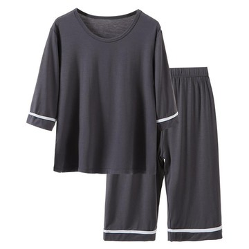 MAMDADKIDS - 素色透氣七分袖套裝/家居服-灰色