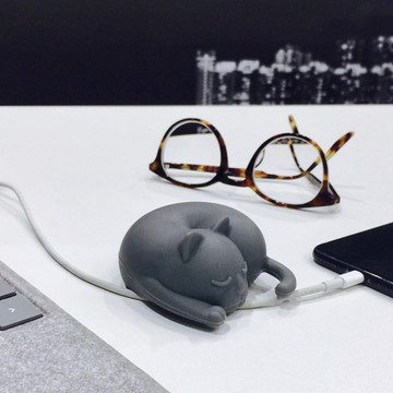 慵懶貓 - 繞線器 咖啡色/灰色 │ 集線器 / 吸盤