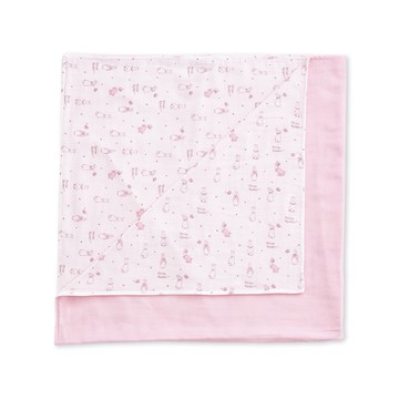 奇哥 - 比得兔紗布大浴巾 100x100cm(純棉紗布 手帕 拍嗝巾 澡巾 寶寶蓋被)-淡粉色