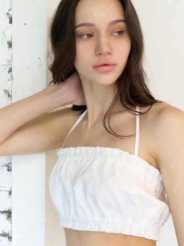 Eyelet Pumpkin Top - Blanc