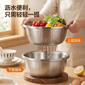 【臺灣出貨】304不鏽鋼漏盆食品級瀝水籃家用廚房洗菜盆洗米洗水果濾水
