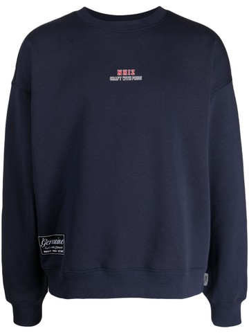 izzue - patch-detail fleece sweatshirt - men - Cotton/Polyester - L - Blue