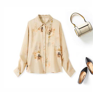 【巴黎精品】襯衫長袖上衣-浪漫印花寬鬆防曬女裝2色a1gv2