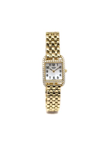 Hermès - 1990 pre-owned Cape Cod 28mm - women - 18kt Yellow Gold/Diamond - One Size - Neutrals