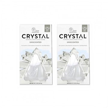 (2盒超值組)美國CRYSTAL-長效淨味約24小時礦物鹽身體除臭石-無香款140g/盒(晶燦綺肌體香石,運動異味消臭石,全天乾爽體香膏)