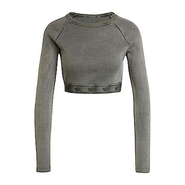 Adidas RIB LS TOP JD0014 女 長袖上衣 休閒長袖 短版 羅紋 灰