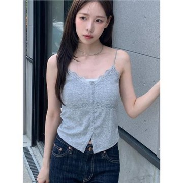 4色入 日系FM 26年夏季甜美百搭柔軟舒適蕾絲拼接吊帶針織背心