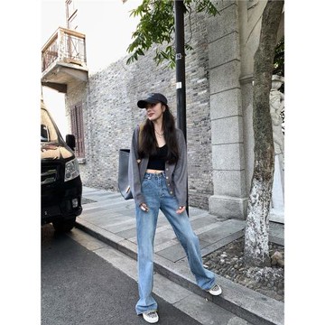 小君君布蘭妮微喇高腰百搭牛仔褲