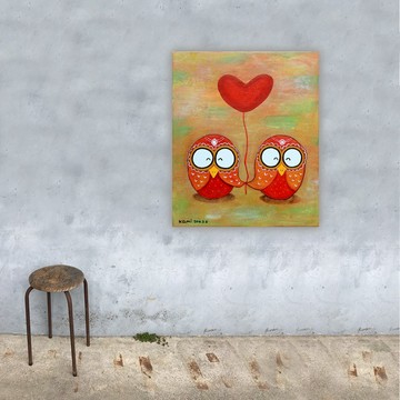 無框複製畫 ∣ 紅色愛情貓頭鷹