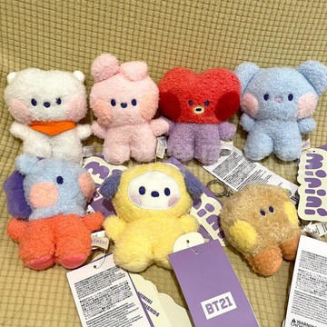✨臺灣出貨✨BT21掛件mini系列bts防彈少年團毛絨鑰匙扣可愛公仔玩偶包掛裝飾