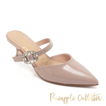Pineapple Outfitter-亮皮鑽方釦裸跟涼鞋 RAE-藕紫色