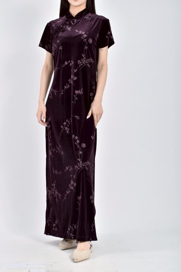 (M) 禮服旗袍紫色洋裝