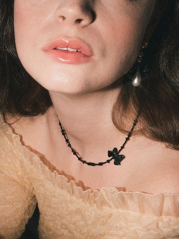 Crystal Irregular Silver Gold-Plated Necklace [Black]