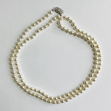 玻璃巴洛克珍珠全結長項鍊/約6毫米/約90公分/白奶油色/R/日本製造