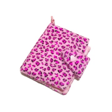JCC 粉紅豹紋短毛絨對折卡包
