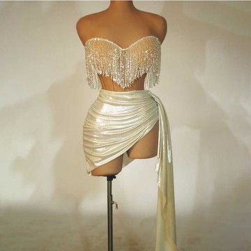 重工水鉆抹胸禮服活動派對演出夜店舞臺DJ歌手模特GOGO性感演出服