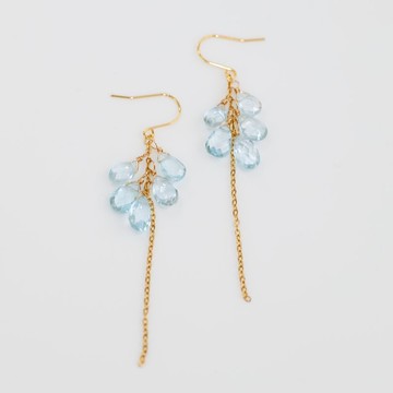 天藍石 × 鍊條耳環/耳夾 – 讓風纏繞耳際，閃耀的水滴 –