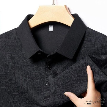 ✨限時惠購⚡ 美式復古 polo衫 特價長袖翻領T恤打底POLO衫春秋季正品中年休閒寬鬆純色爸爸裝翻領男上衣