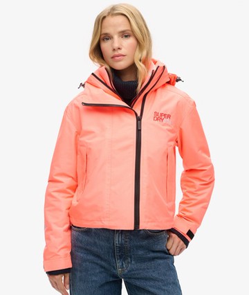 Superdry Women's Women's Hooded Embroidered SD Windbreaker Jacket Cream / Pastelline Coral - Size: 8 Size: 4