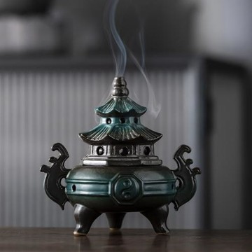 太極八卦香爐陶瓷盤香爐家用室內香薰爐古風禪意電影拍攝道具擺件