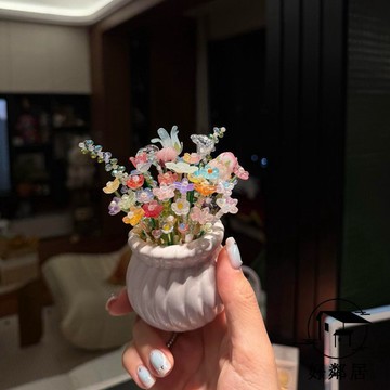 好鄰居🛒實用送老師禮盒 手工串珠迷你花束盆栽植物DIY材料組 療癒桌面裝飾品 送給朋友和摯友的禮物 教師節禮物