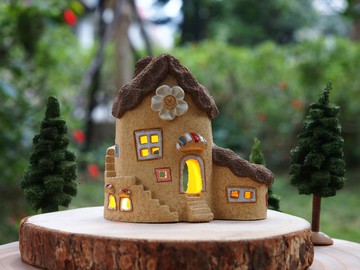 【燈屋 Lighted House】陶手作-花園小屋(不含木頭配件跟手工樹)