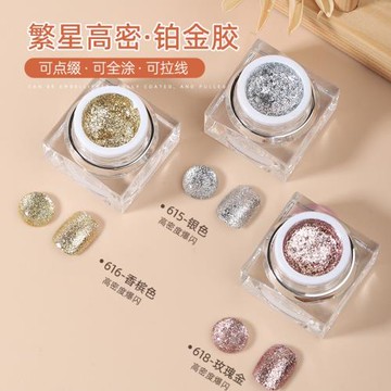 美甲高密度爆閃鉑金膠璀璨日式罐裝甲油膠顯白彩繪光療膠美甲店用