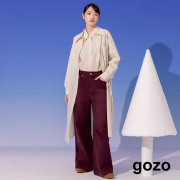【gozo】顯瘦細條紋襯衫洋裝(黑色/淺卡其_F) | 女裝 顯瘦 休閒
