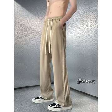 冰絲褲子男款夏季薄款寬松百搭休閑褲美式復古運動褲男士直筒西褲