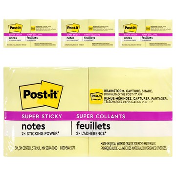 3M Post-it 利貼 狠黏可再貼便條紙 622-8SSCY  黃色  90枚  8本