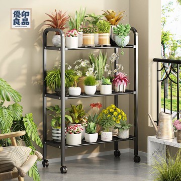 免運 可開發票 花架 陽台花架 鐵藝花架 落地置物架 移動加厚置物架陽臺花架子客廳落地式鐵藝2024新款多肉置物花盆架 工廠現貨直銷 全館八折 售後保障 y5618