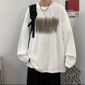 美式潮牌長袖t恤男士2024秋季新款純棉重磅潮圓領上衣服休閒體恤
