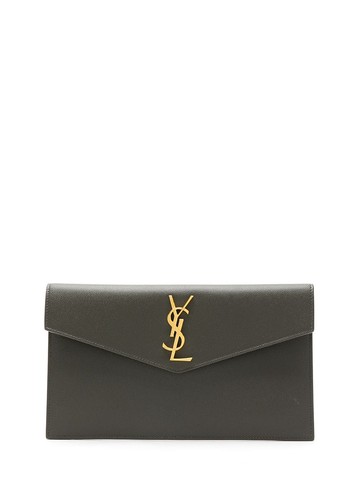 Saint Laurent - medium monogram envelope clutch bag - women - Calf Leather - One Size - Grey