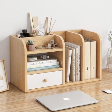 書桌上簡易書架帶筆筒學生宿舍置物架簡約小型書櫃桌面辦公室收納 艾瑞斯