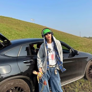 美式連帽格子大學T小外套男休閒百搭保暖寬鬆外套男