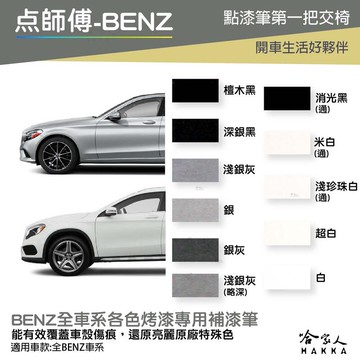 點師傅 BENZ 專用補漆筆 點漆筆 C300 W204 W205 A 白色 銀色 灰色 黑 消光黑 刮痕修復 哈家人