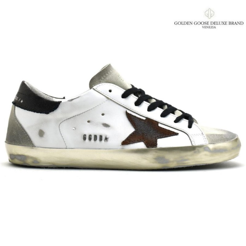 ゴールデングース スニーカー スーパースター レザー ダメージ加工 ホワイト チェスナット DELUXE BRAND SUPER-STAR  CLASSIC メンズ GOLDEN GOOSE | LINEブランドカタログ