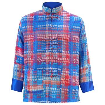 【風調雨順】經典紅白藍幸運風車真絲唐裝功夫衫|國潮港風新中式