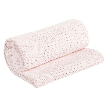 lulujo 透氣洞洞毯 100%棉 特殊透氣織法 柔軟輕巧布料  100 x 80cm  嫩粉色