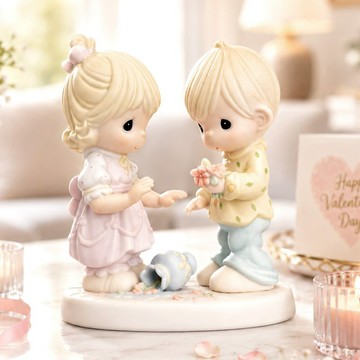 美國Precious Moments 愛永不碎 情侶水滴娃娃陶瓷擺飾 情人節禮