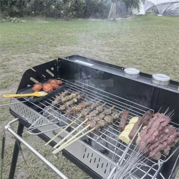 挪客墨煙立式燒烤架露營燒烤爐戶外家用折疊便攜木炭烤串烤肉爐子