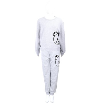 MOSCHINO 泰迪熊刺繡 灰色棉質運動衫套裝(上衣+長褲)