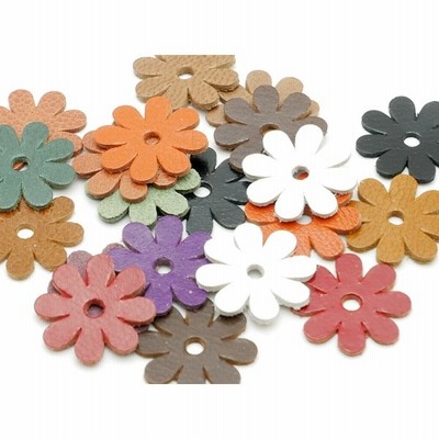マーガレットチャーム　中 アソート（オーガスタ） 18×18mm 約1.0mm 20ヶ【メール便対応】 [ぱれっと]  レザークラフトレザーチャーム