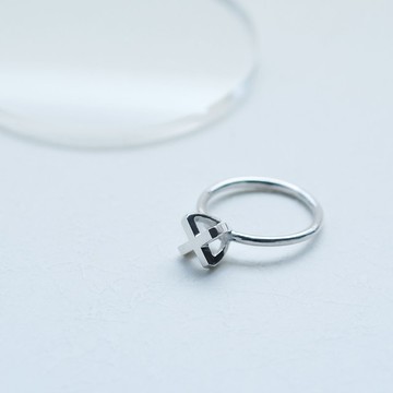 十字架 高爪鑲 設計戒指 925銀