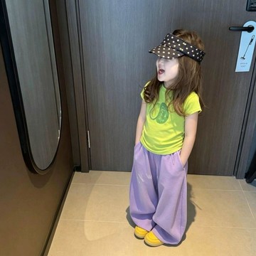mori🎀mori童裝夏套裝夏裝女童短袖百搭短款印花T恤寶寶運動闊腿褲