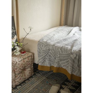 美式A類新疆長絨棉輕奢蓋毯三件套臥室空調毯純棉紗布厚床單床蓋