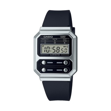 CASIO卡西歐 VINTAGE 經典復古 簡約時尚 百搭黑銀 A100WEF-1A_32.7mm